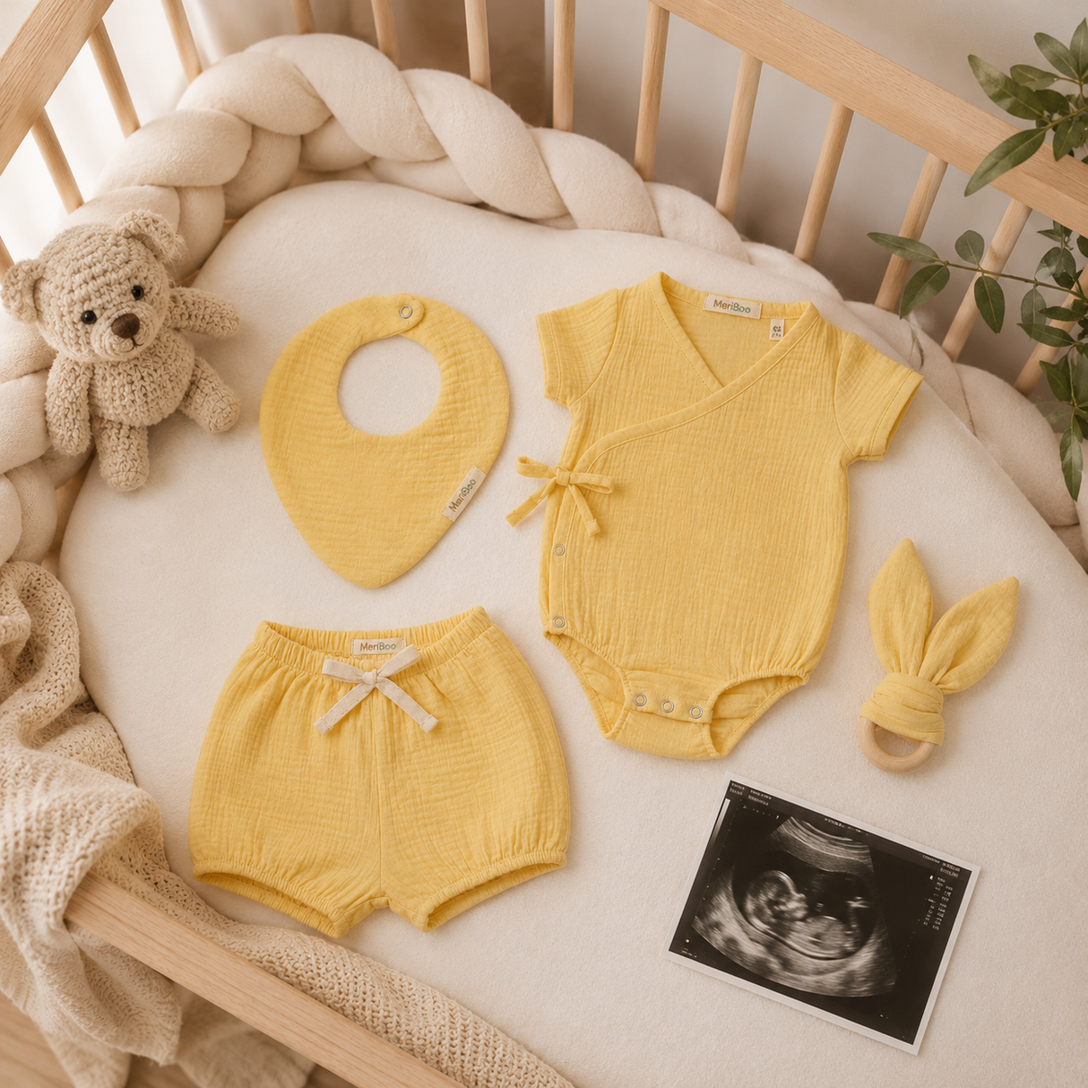 Set pentru ieșirea din spital "First Summer" din 100% muselină organică