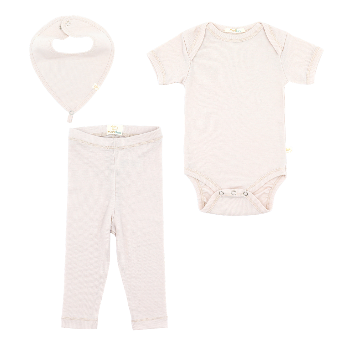 MeriBoo - set de bază din 100% lână merino fină certificată „Mini Essentials Spring”