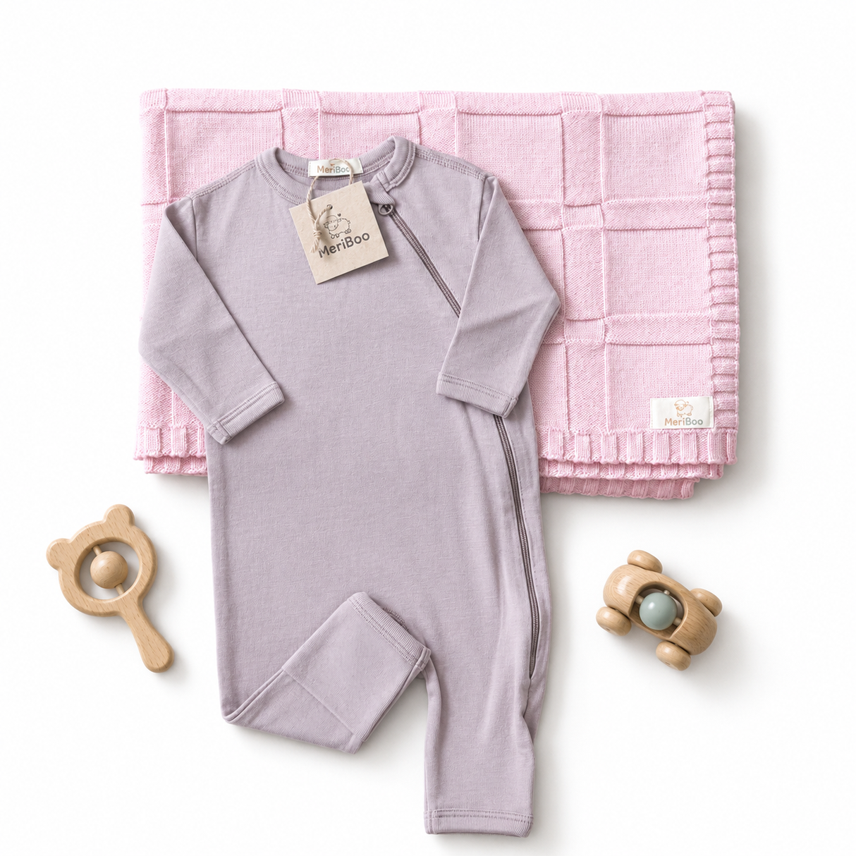 Set MeriBoo - salopetă + păturică din 100% lână merino certificată „Sweet Dreams”