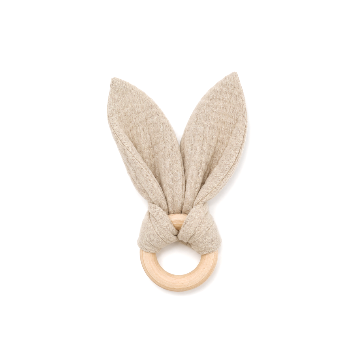 Baby teether with ears made of 100% organic muslin