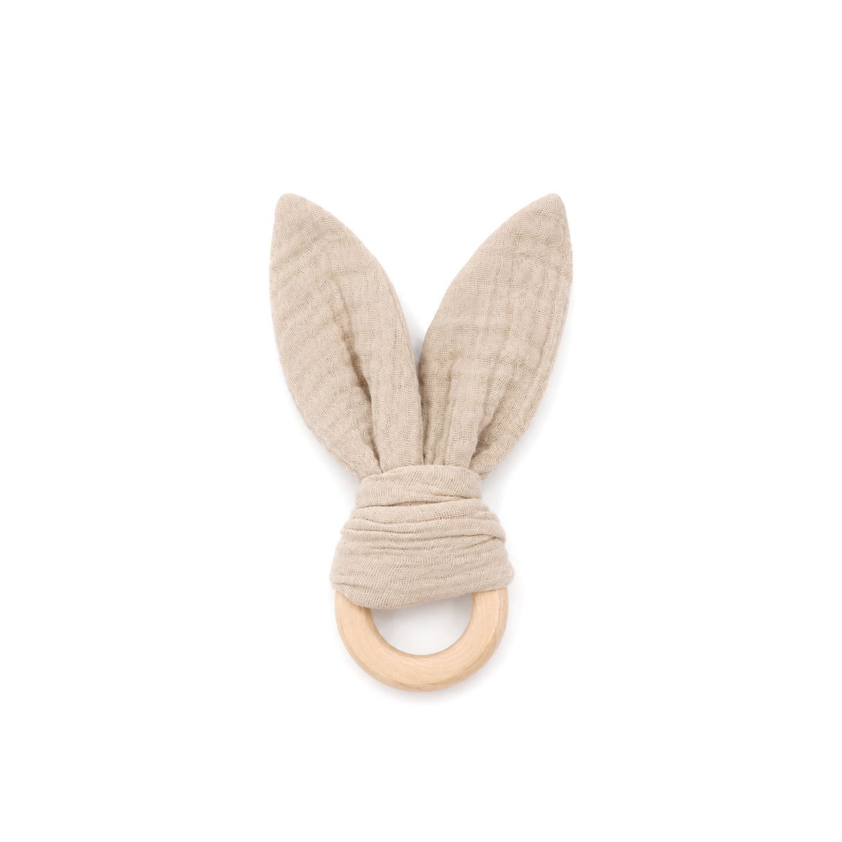 Baby teether with ears made of 100% organic muslin