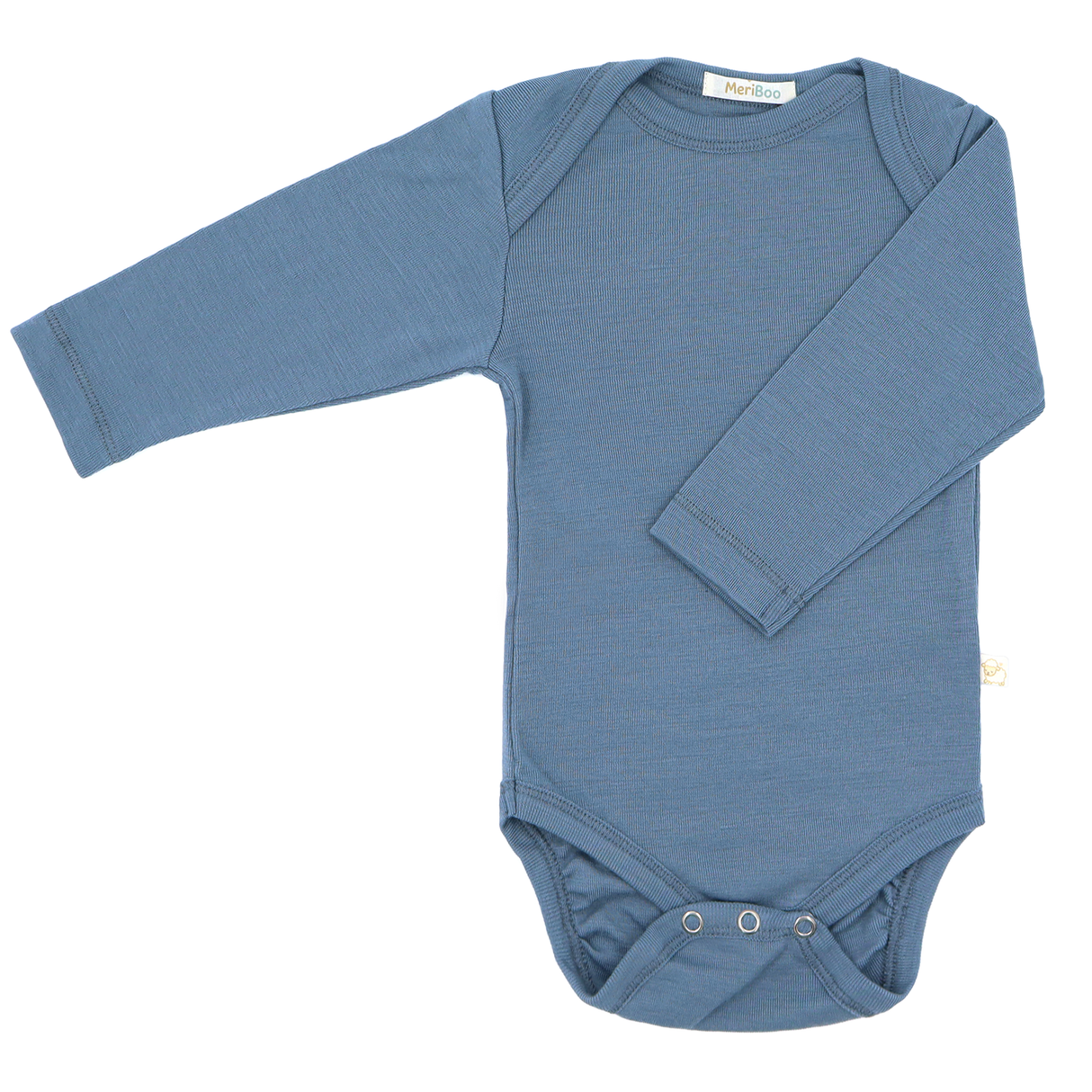 Set of 3 long-sleeved bodysuits with a round neckline, made of 100% certified fine merino wool