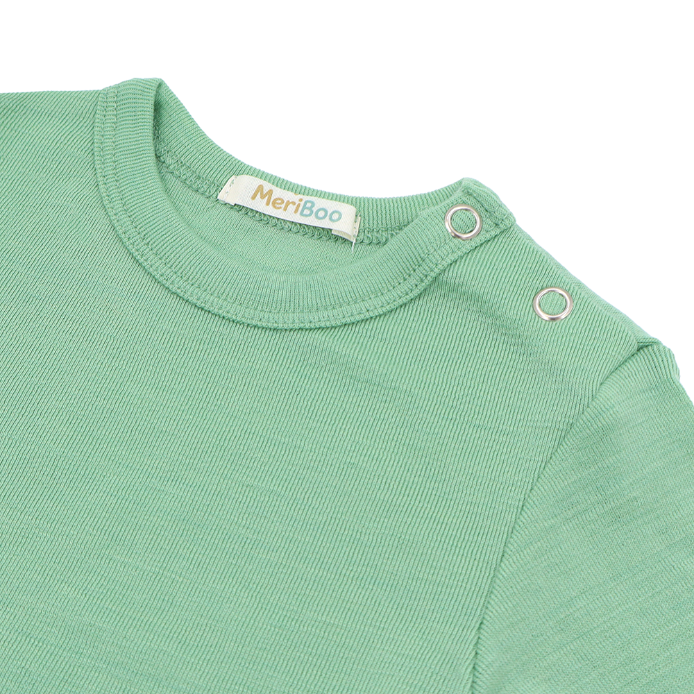 Body cu mânecă lungă din lână merinos 100% organică