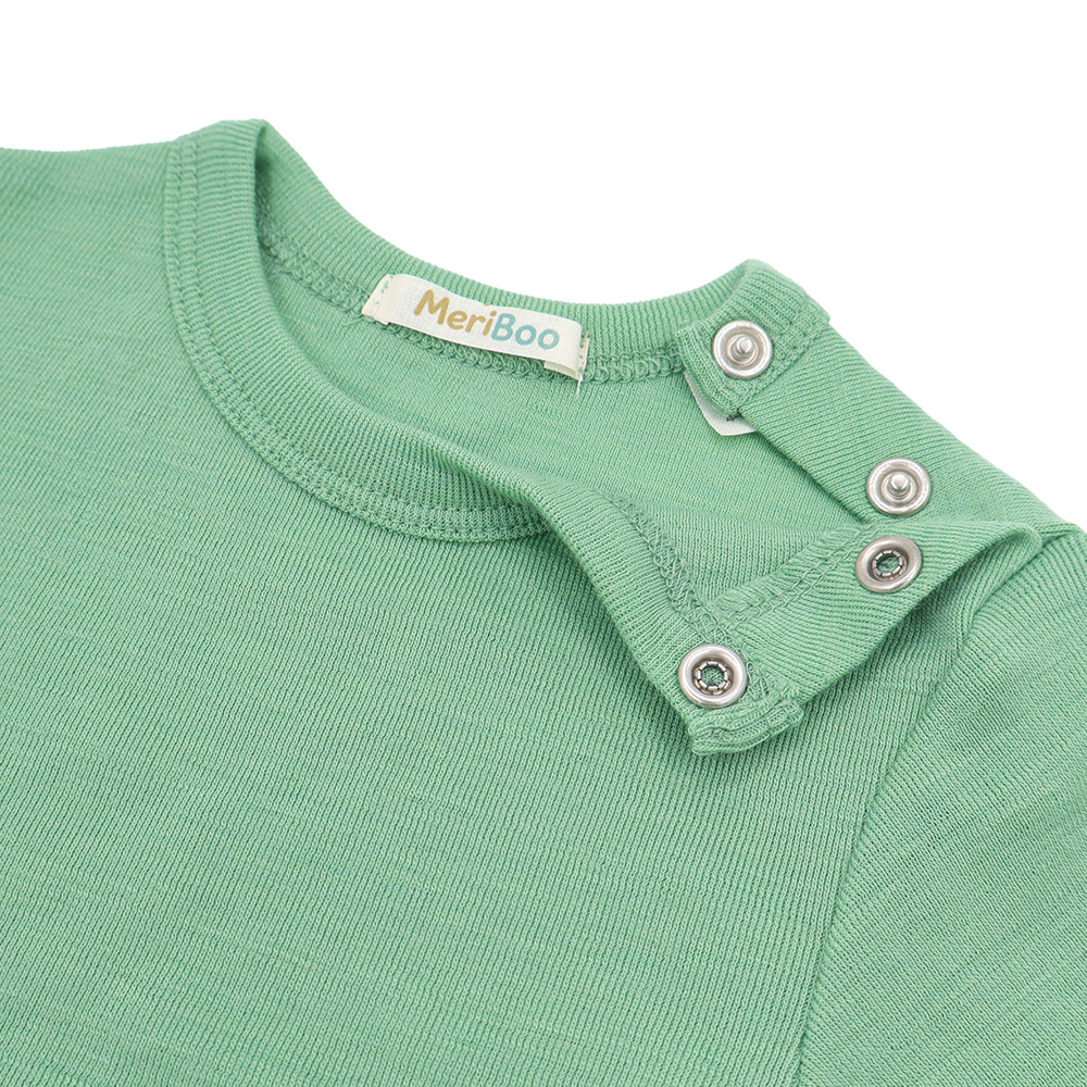 Set of 3 long-sleeved bodysuits with a round neckline made of 100% organic merino wool