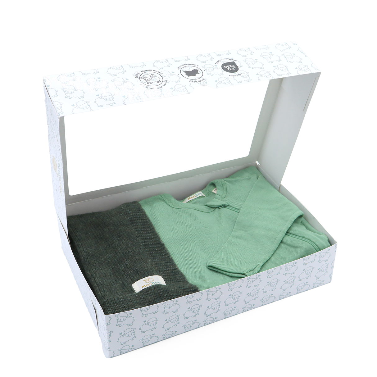 MeriBoo set - salopetă + păturică din lână merino certificată „Sweet Dreams”