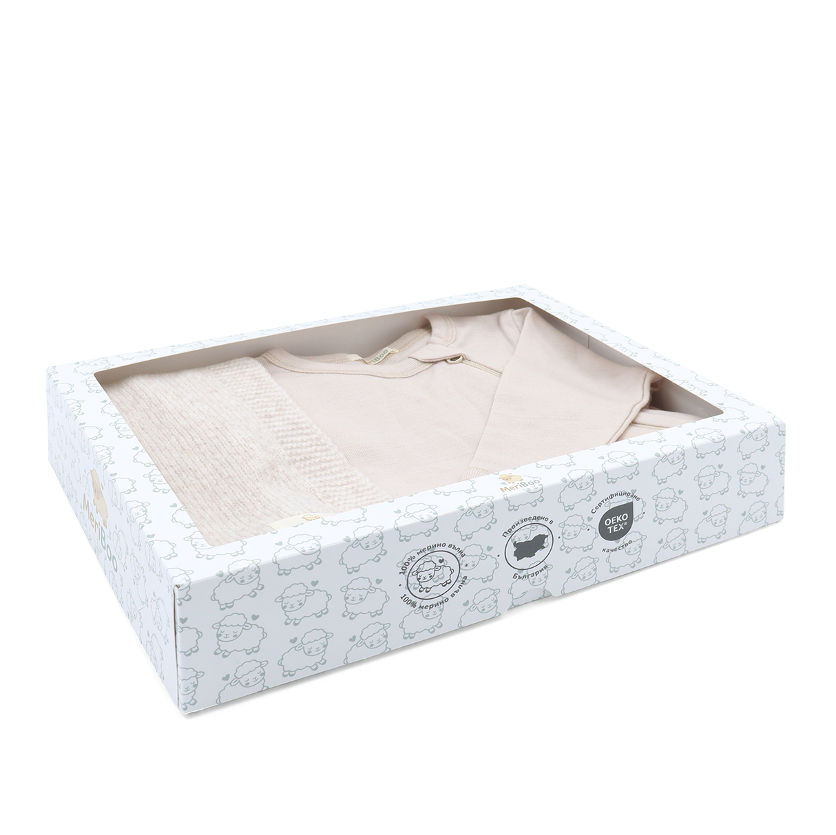 MeriBoo set - salopetă + păturică din lână merino certificată „Sweet Dreams”