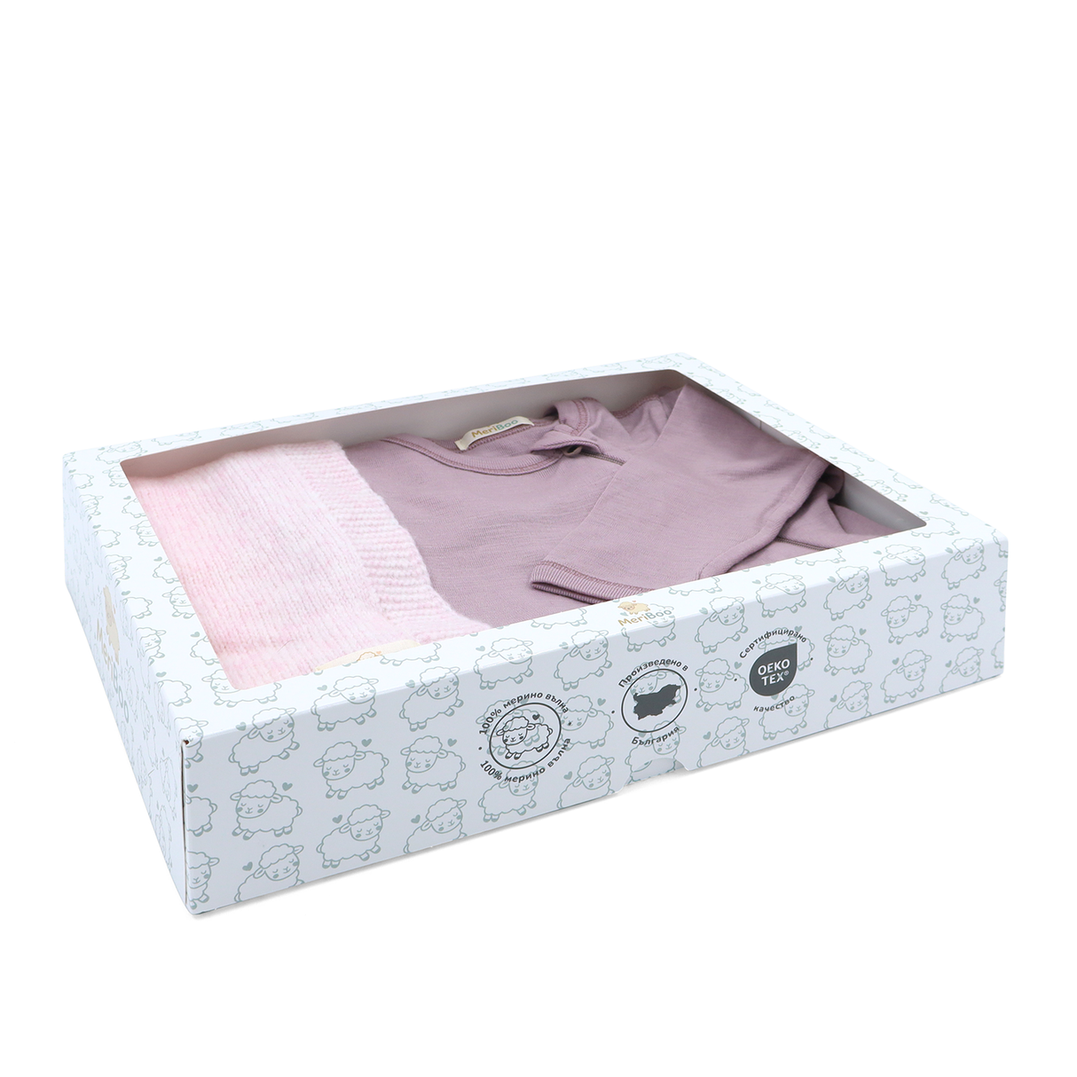 MeriBoo set - salopetă + păturică din lână merino certificată „Sweet Dreams”