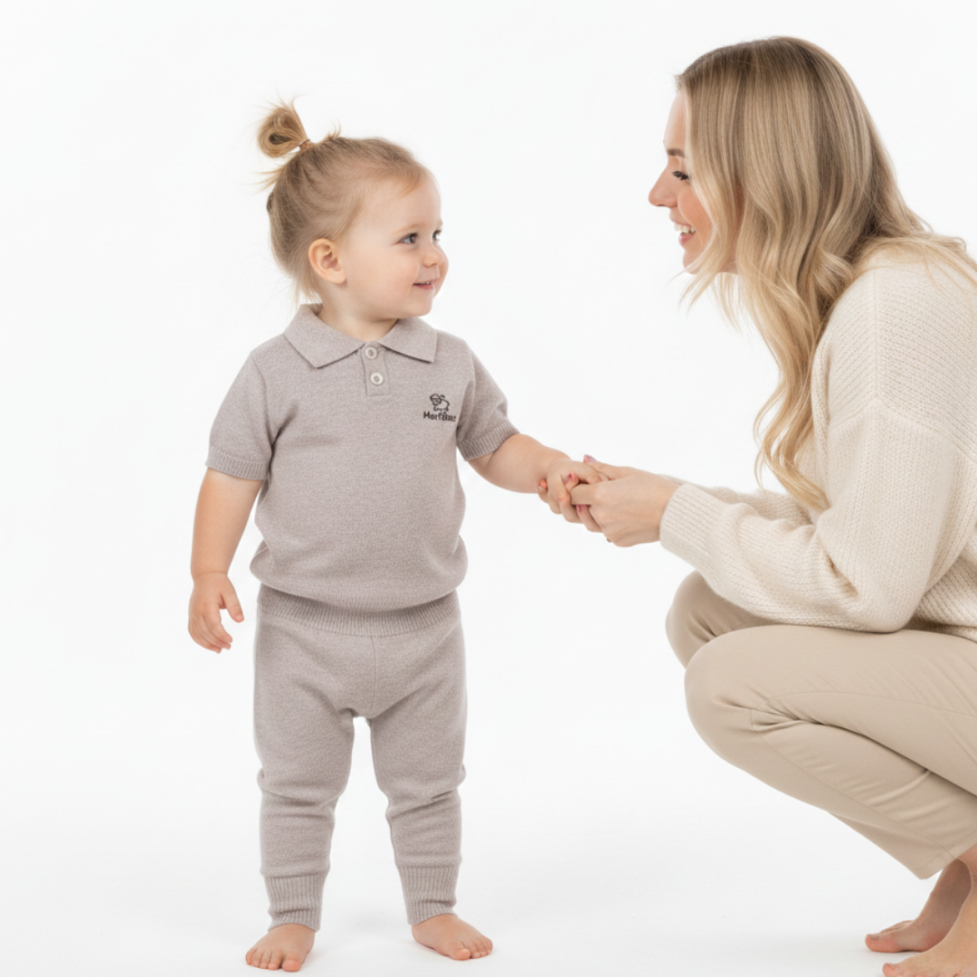 Kids' knitted top with collar made of 100% organic merino