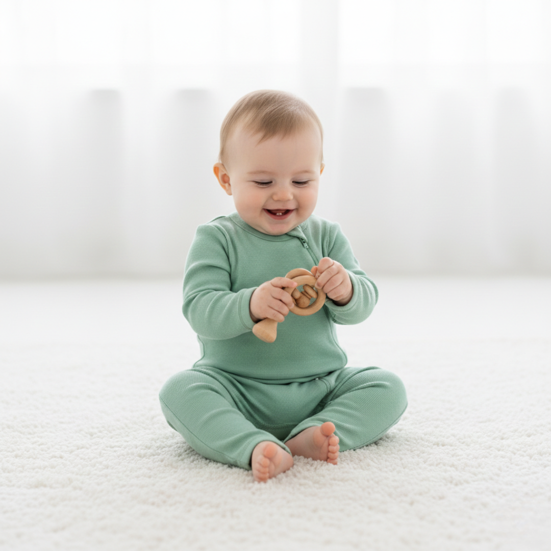 Salopetă (romper) din lână merinos 100% organică, cu fermoar lateral