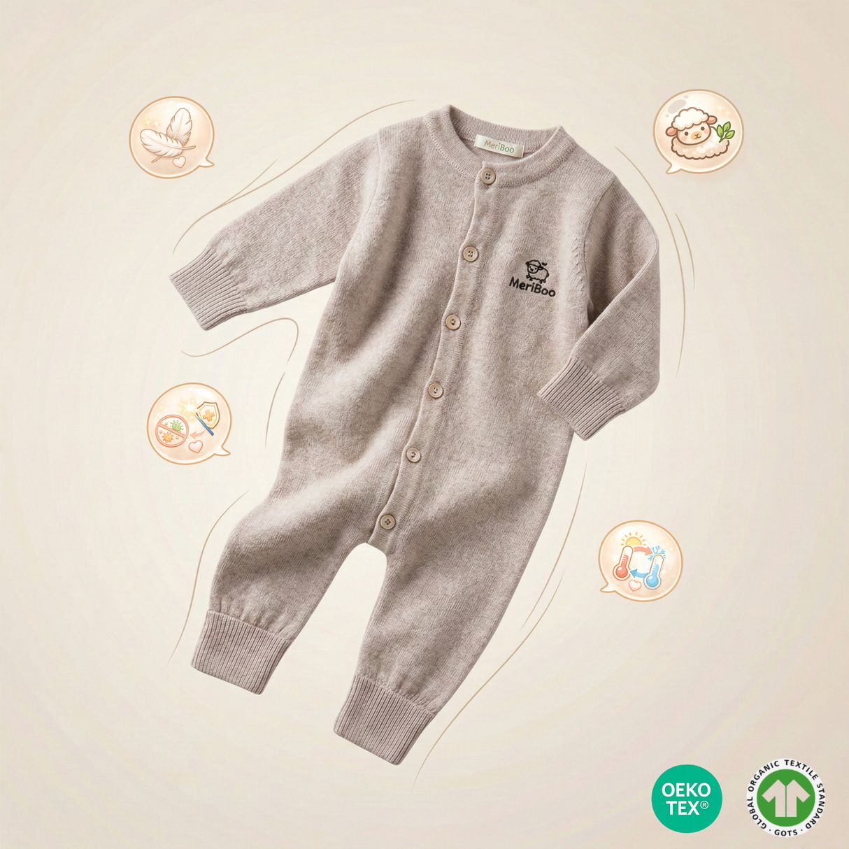 Salopă tricotată din lână merinos 100% organică