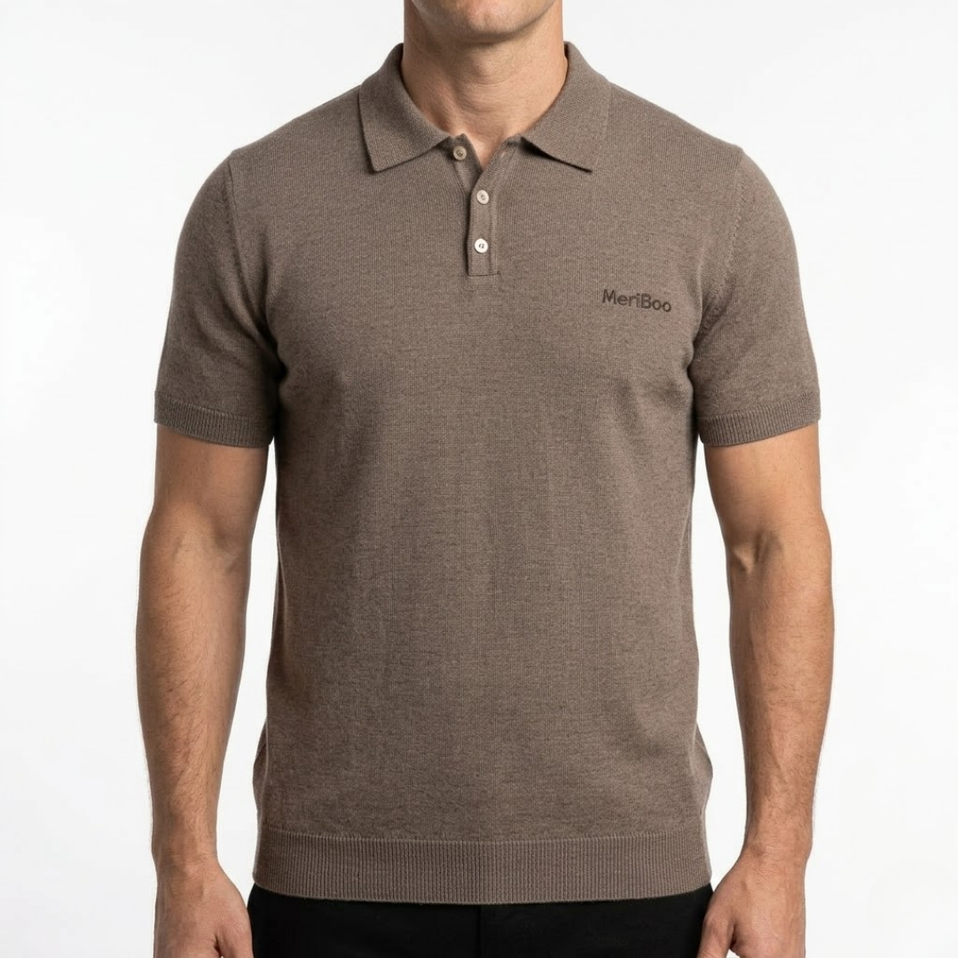 Bluză tricotată cu guler din lână merinos 100% organică pentru adulți