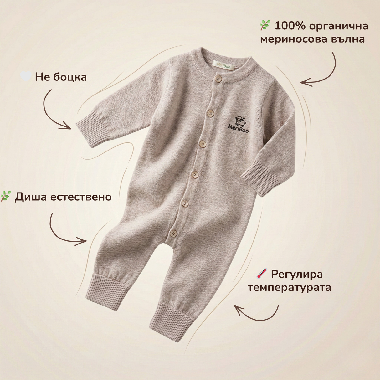 Salopă tricotată din lână merinos 100% organică