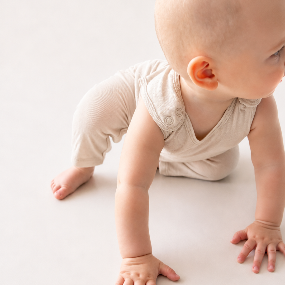 Salopetă (romper) din 100% lână merino fină organică, cu nasturi pe umeri