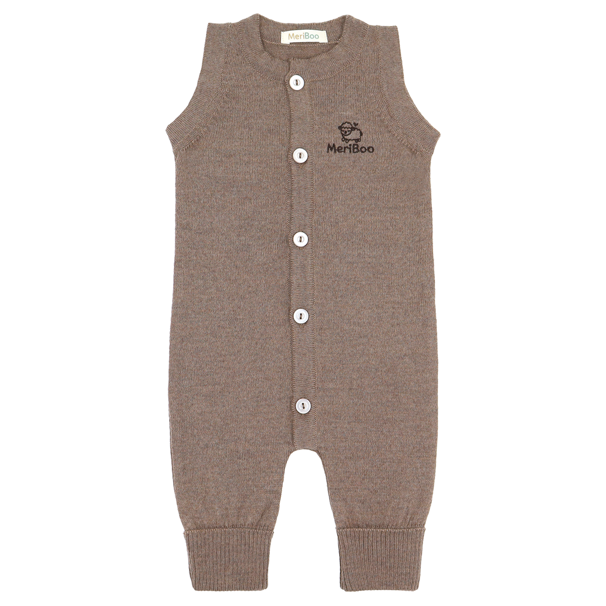Salopetă tricotată (romper) fără mâneci, din 100% lână merino organică