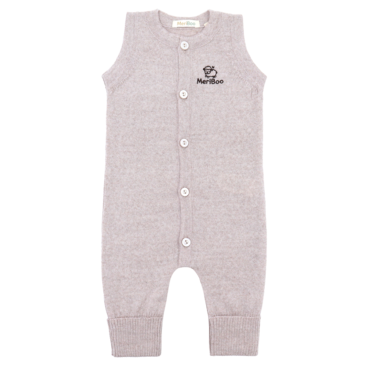 Salopetă tricotată (romper) fără mâneci, din 100% lână merino organică
