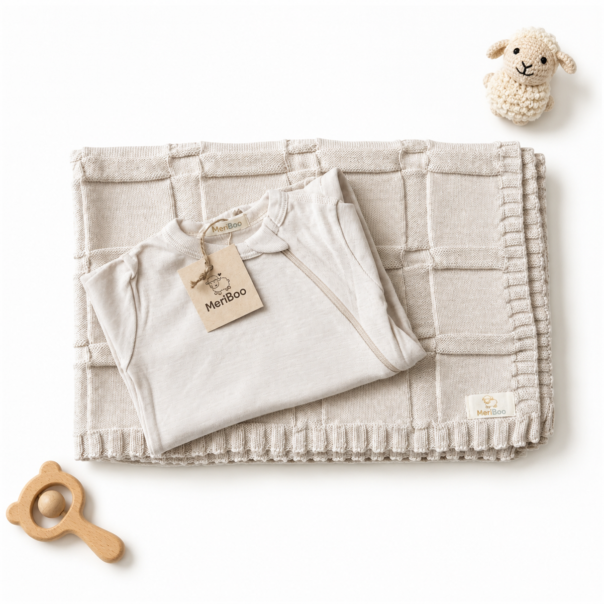 Set MeriBoo - salopetă + păturică din 100% lână merino certificată „Sweet Dreams”