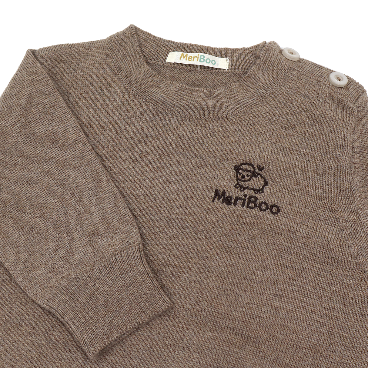 Knitted long-sleeved top made of 100% organic merino wool