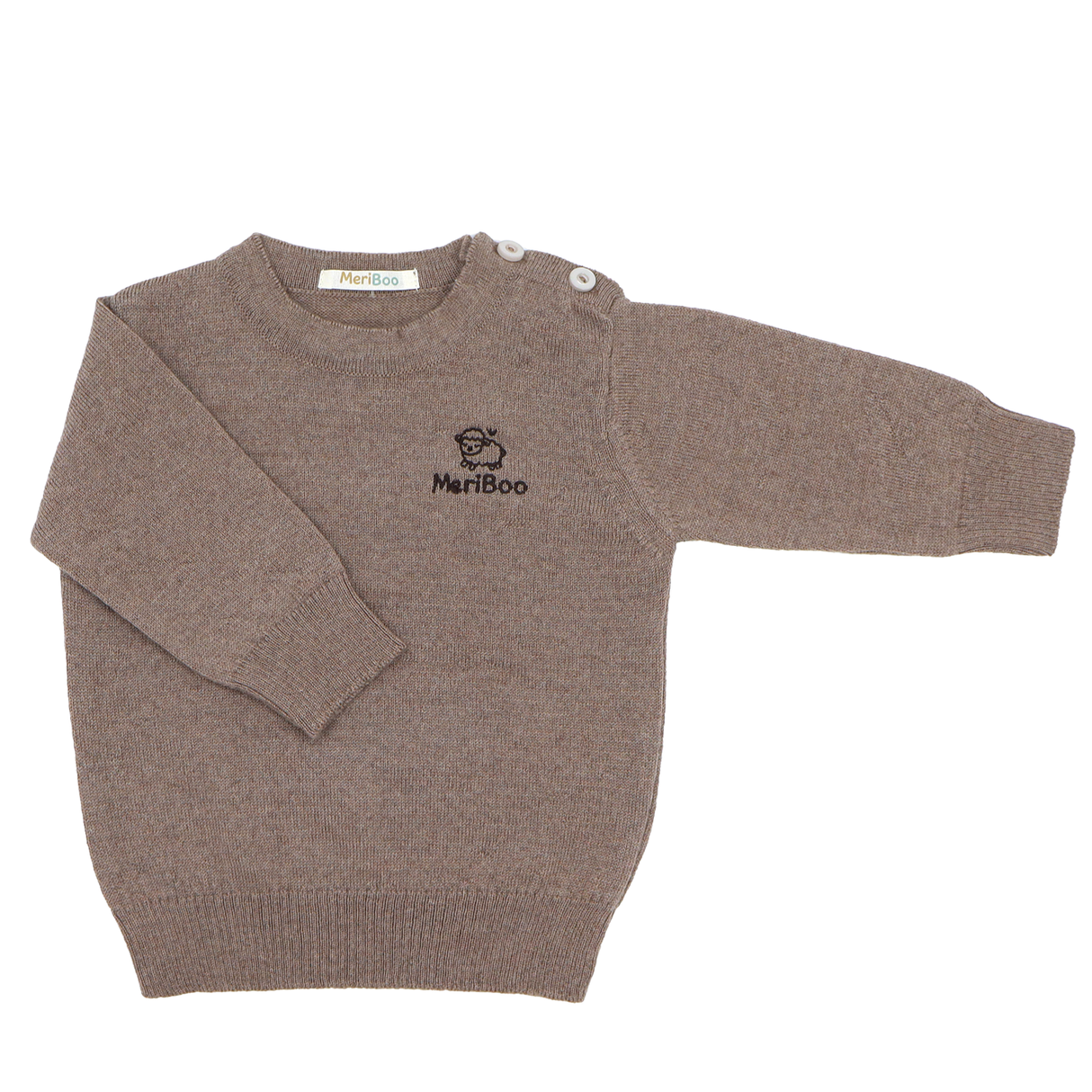 Knitted long-sleeved top made of 100% organic merino wool