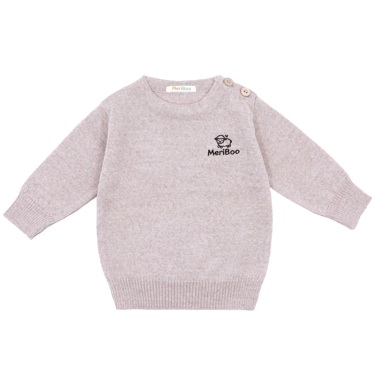 Knitted long-sleeved top made of 100% organic merino wool