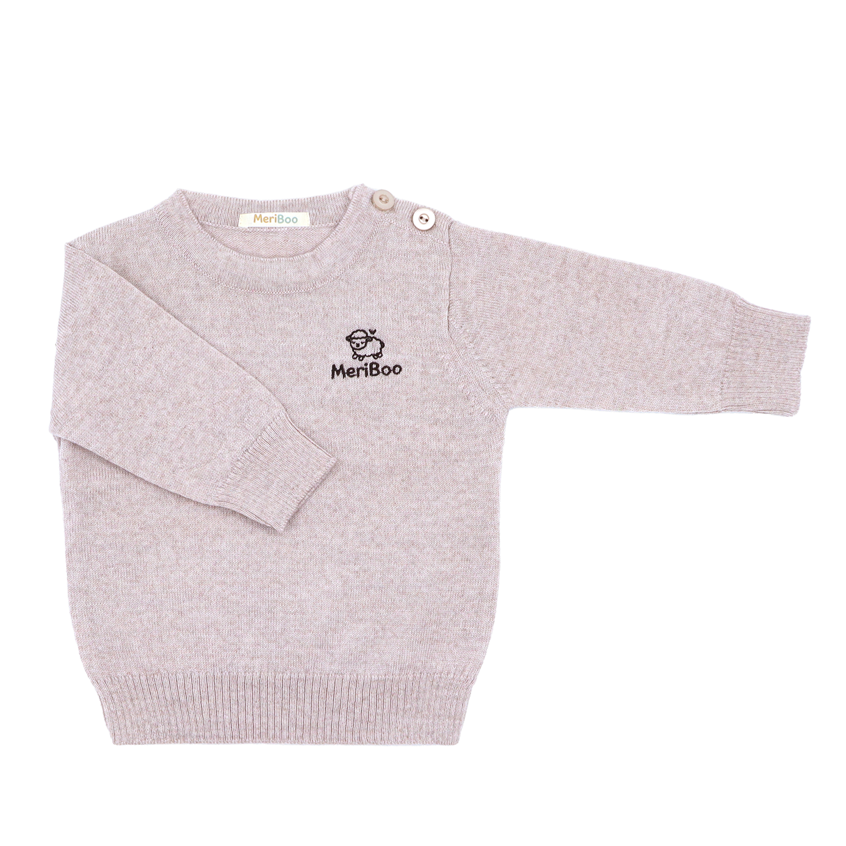 Knitted long-sleeved top made of 100% organic merino wool