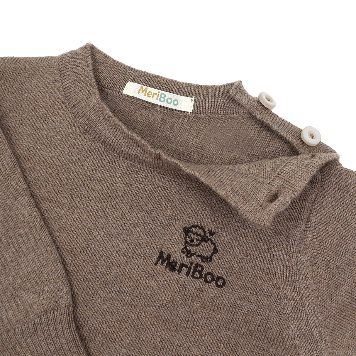 Knitted long-sleeved top made of 100% organic merino wool