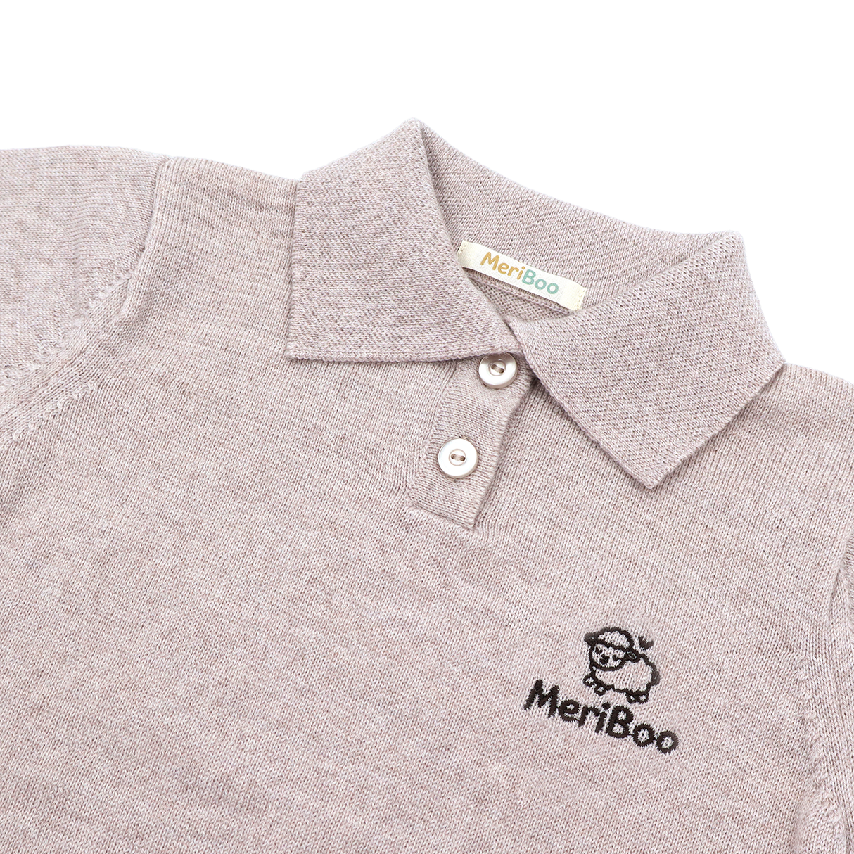 Bluză tricotată cu guler din lână merinos 100% organică