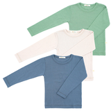 Set of 3 long-sleeved blouses made of 100% organic merino wool
