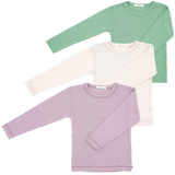 Set of 3 long-sleeved blouses made of 100% organic merino wool