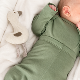Long-sleeved round-neck bodysuit made from 100% certified fine merino wool