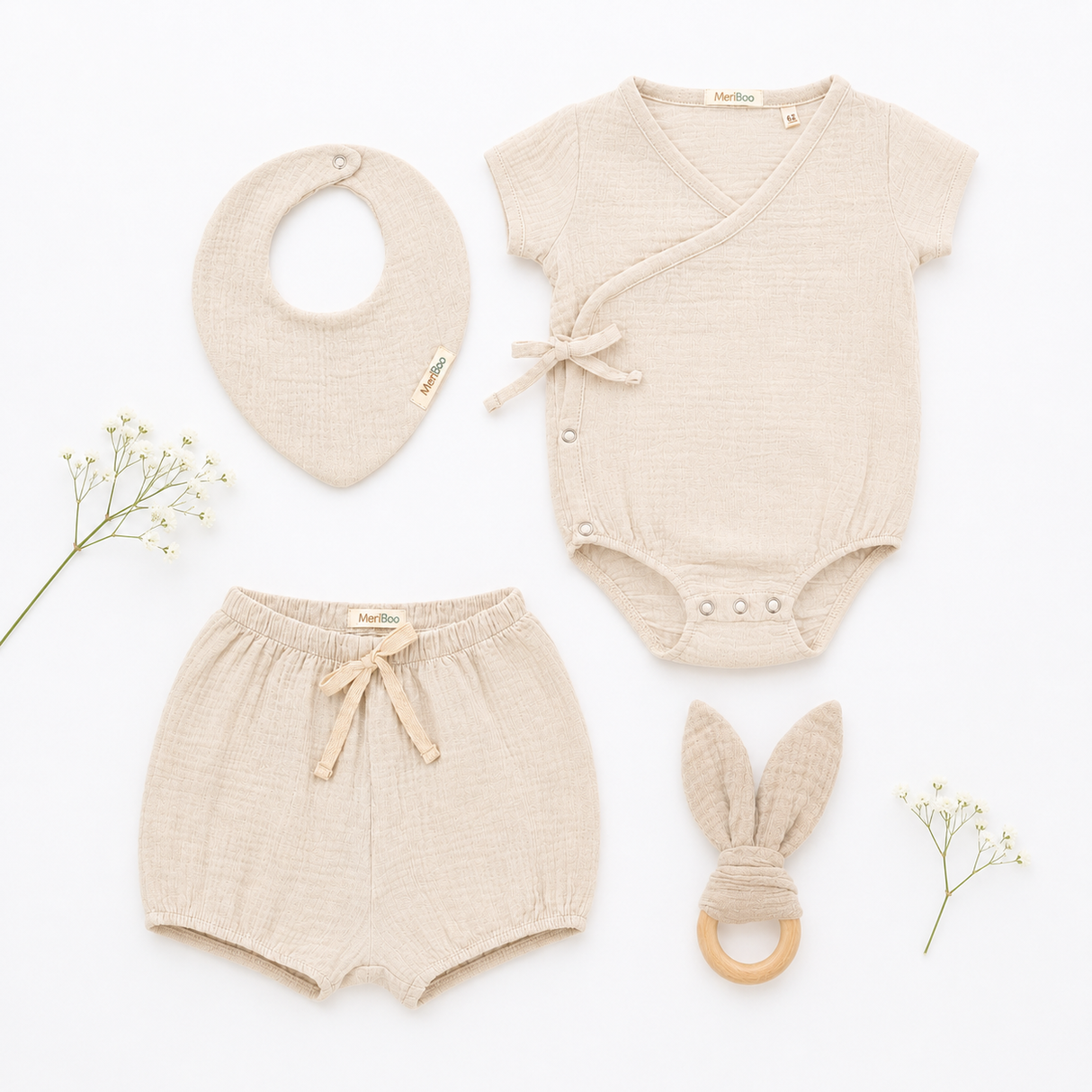 Set pentru ieșirea din spital "First Summer" din 100% muselină organică