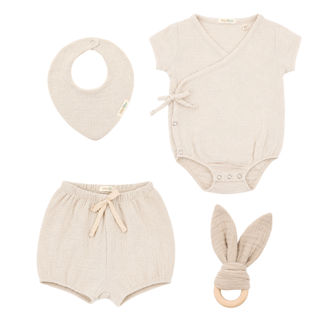 Set pentru ieșirea din spital "First Summer" din 100% muselină organică