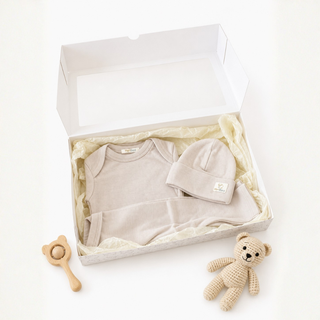 MeriBoo - set de bază din 100% lână merino fină certificată „Mini Essentials”
