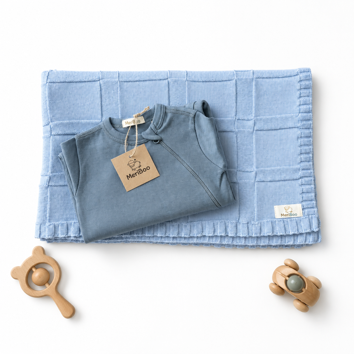 Set MeriBoo - salopetă + păturică din 100% lână merino certificată „Sweet Dreams”