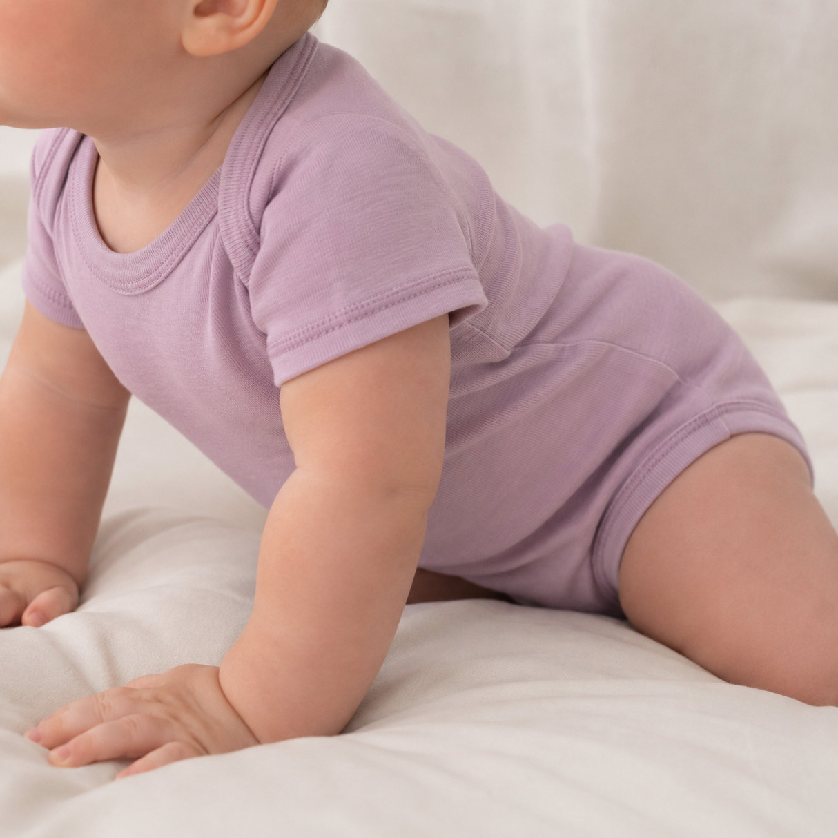 Body cu mânecă scurtă din 100% lână merino fină certificată