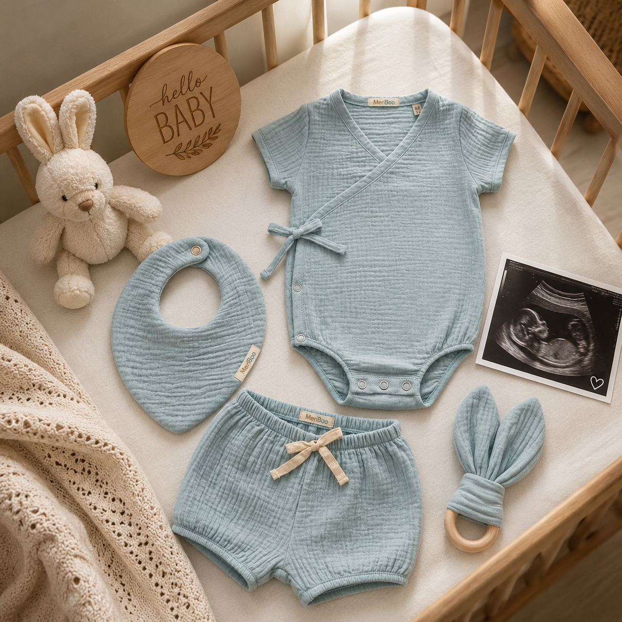 Set pentru ieșirea din spital "First Summer" din 100% muselină organică