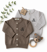 Knitted cardigan made of 100% organic merino wool
