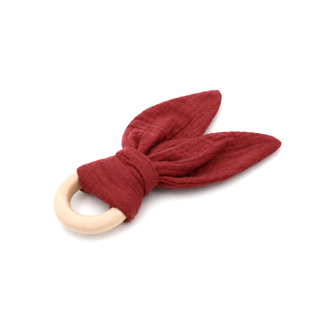 Baby teether with ears made of 100% organic muslin
