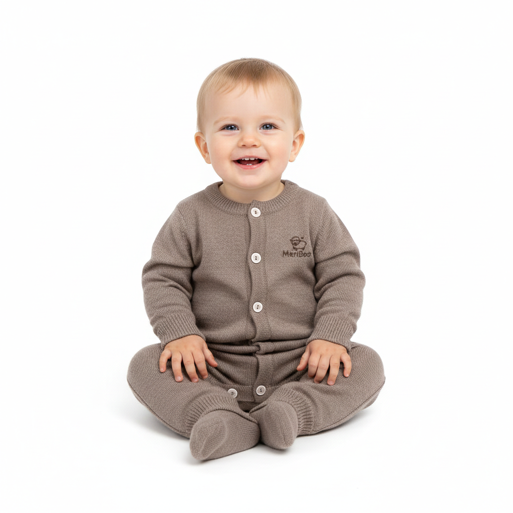 Salopă tricotată din lână merinos 100% organică