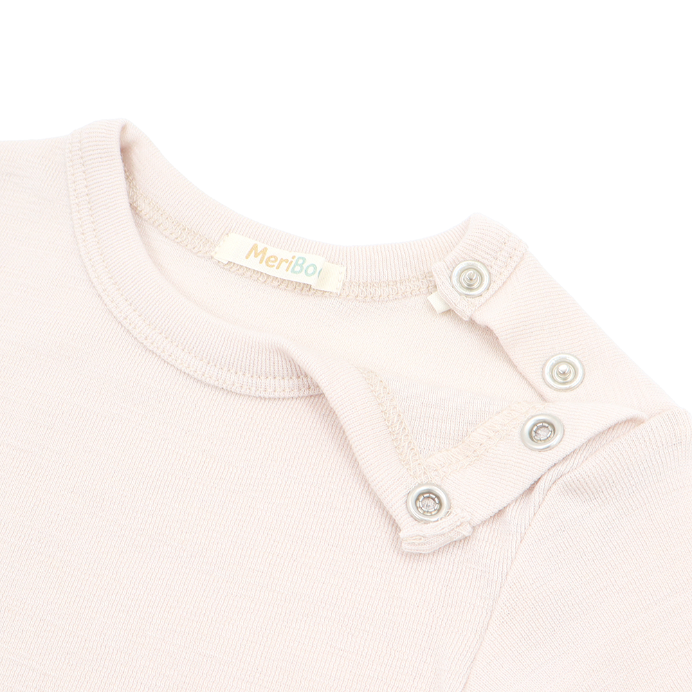 Set of 3 long-sleeved bodysuits with button-down neckline made of 100% organic merino wool
