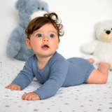 Long-sleeved bodysuit with round neckline made of 100% organic merino wool