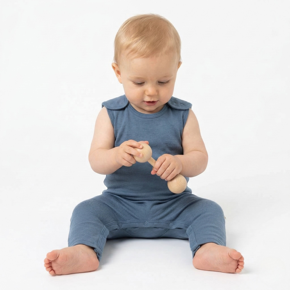 Salopetă (romper) din lână merinos 100% organică, cu nasturi pe umeri