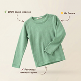 Bluză cu mânecă lungă din lână merinos 100% organică