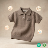 Kids' knitted top with collar made of 100% organic merino