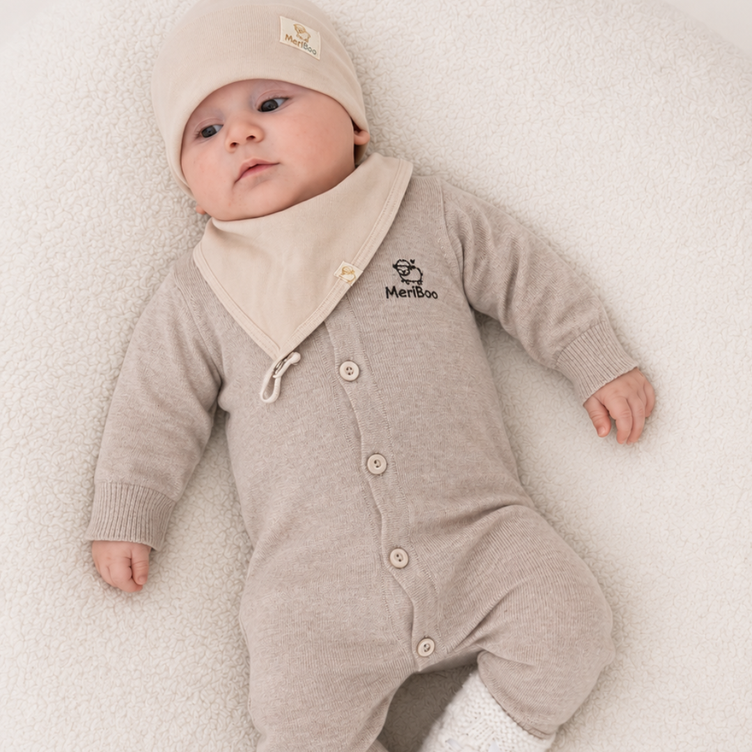 Salopă tricotată din lână merinos 100% organică