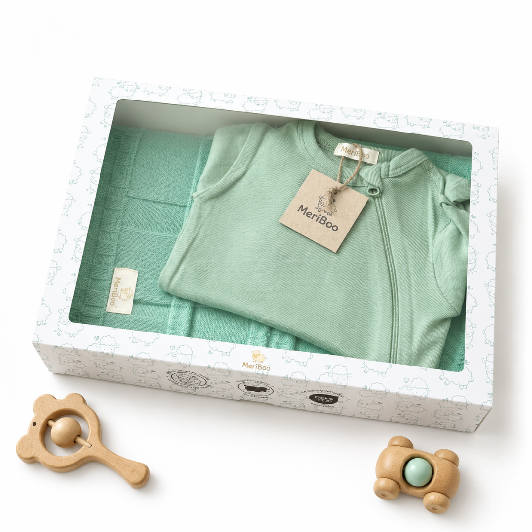 Set MeriBoo - salopetă + păturică din 100% lână merino certificată „Sweet Dreams”