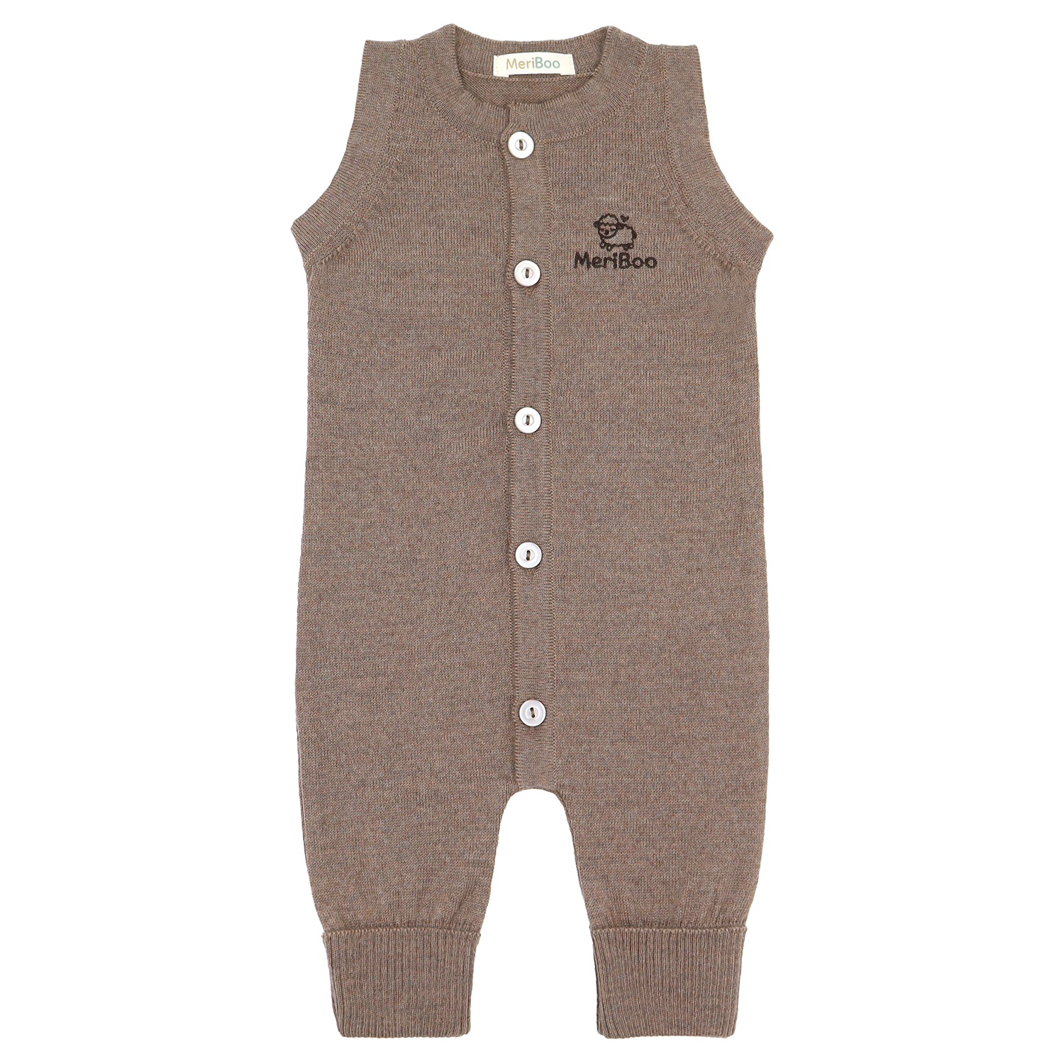 Salopetă tricotată (romper) fără mâneci, din 100% lână merino organică