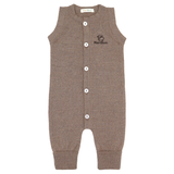 Salopetă tricotată (romper) fără mâneci, din 100% lână merino organică
