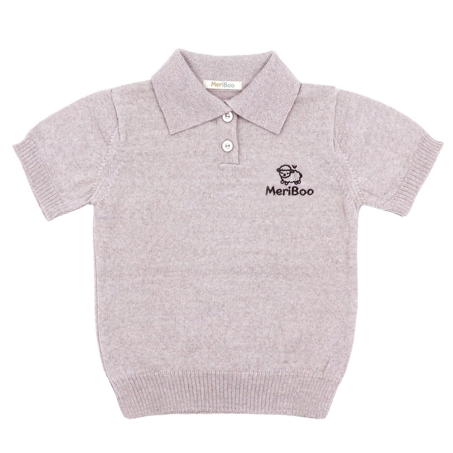 Bluză tricotată cu guler din lână merinos 100% organică