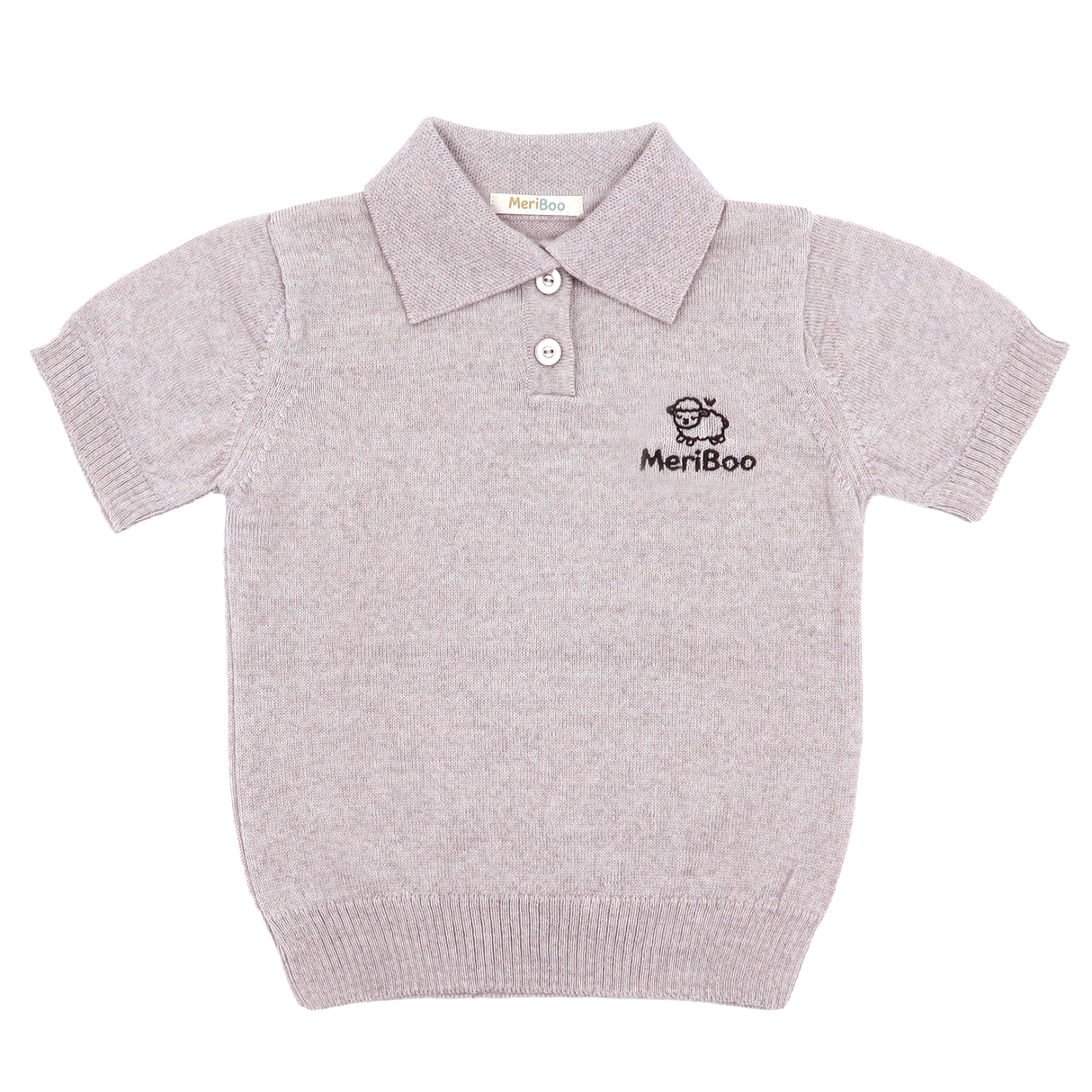 Bluză tricotată cu guler din lână merinos 100% organică