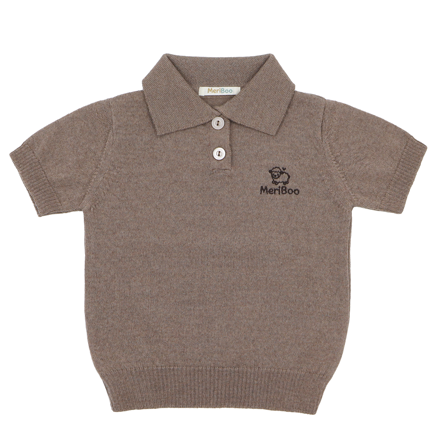 Bluză tricotată cu guler din lână merinos 100% organică